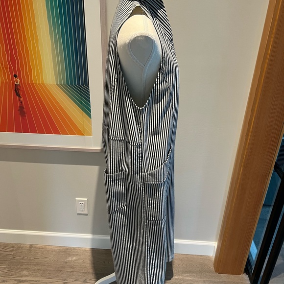 Sarahwear. Japanese made pinstripe wide leg dungaree overalls - Picture 3 of 7